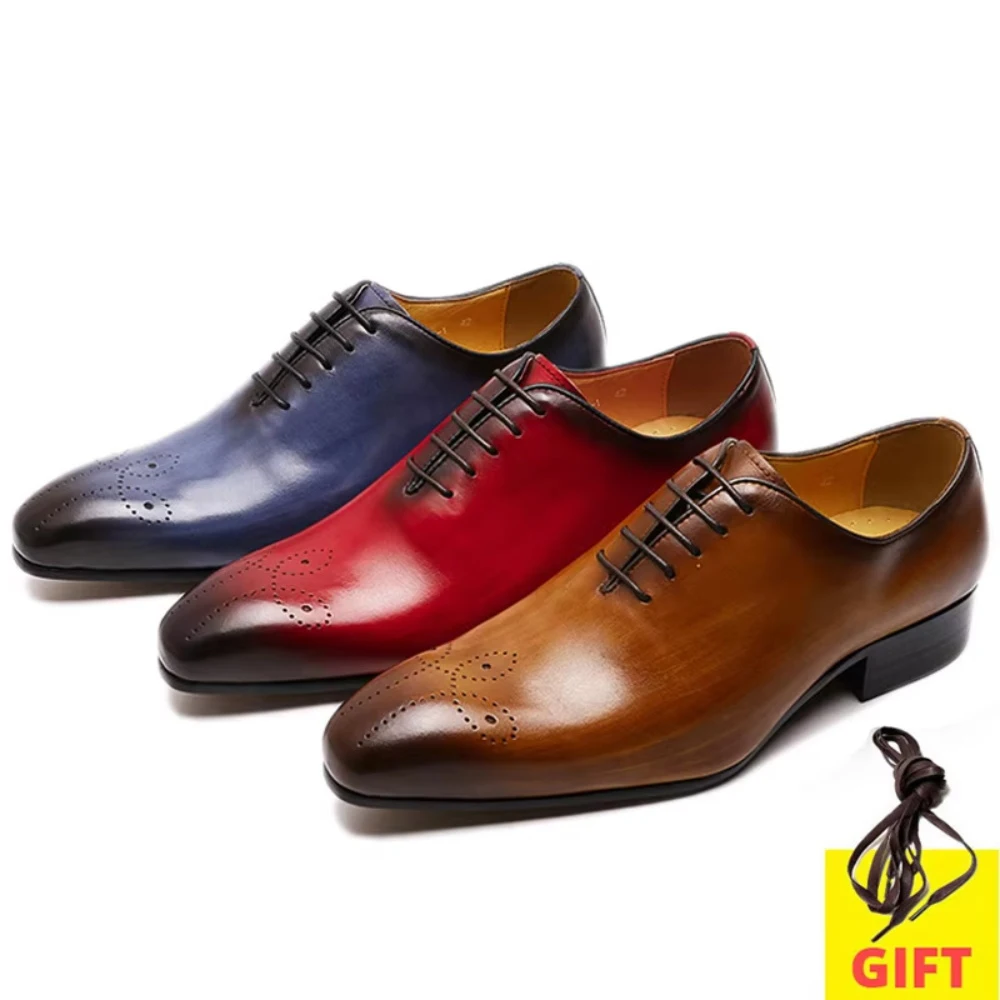 Men Shoes Boss - 남성용 옥스퍼드 정품 가죽 신발, 홀컷