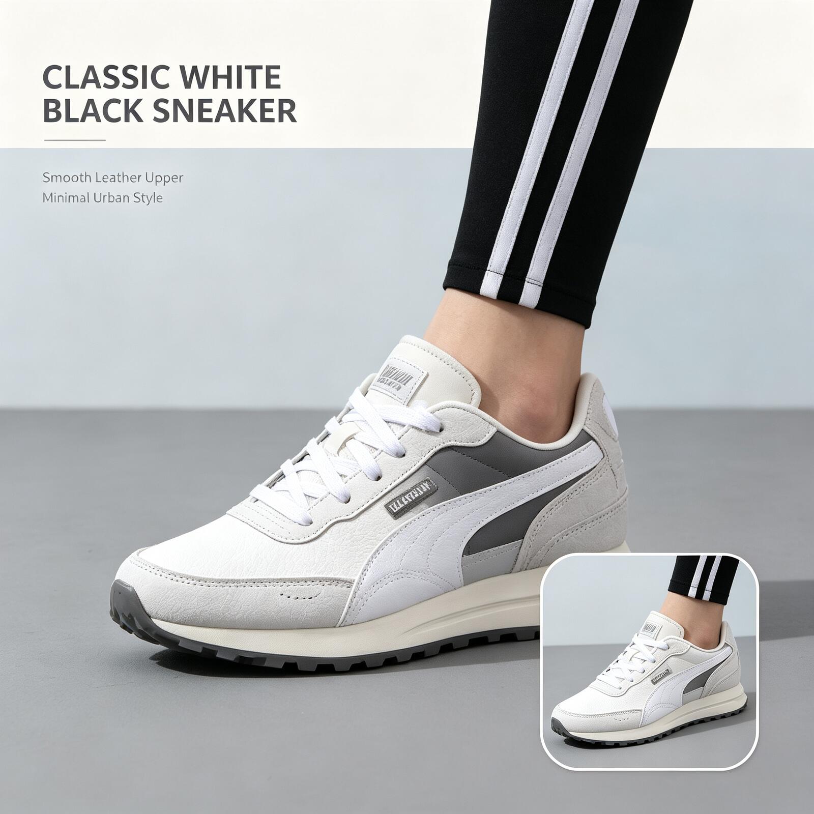 Men'S Shoes Puma Sneakers - PUMA 남성 화이트 블랙 로우탑 스니커즈