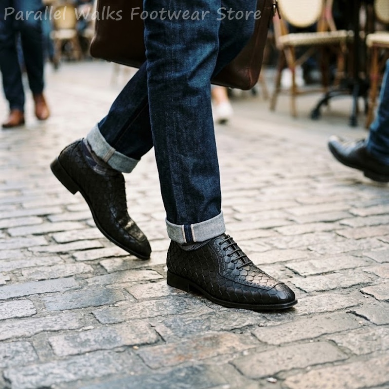 Men Shoes For Wedding - 사르토리얼 남성 옥스퍼드 슈즈, 물고기 비늘