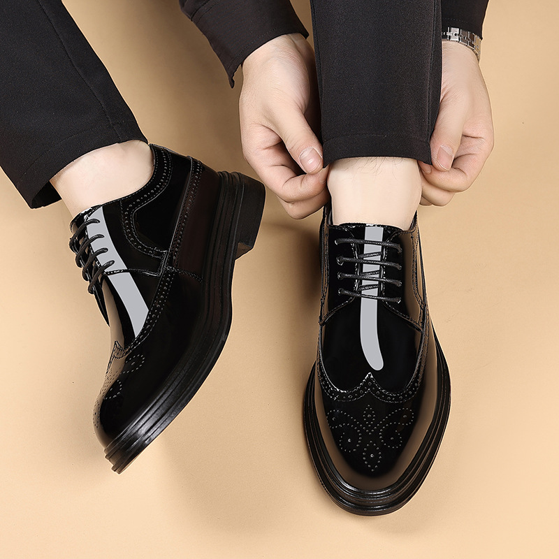 남성용 에나멜 브로그 드레스 슈즈, 레이스업 정장 옥스 - Men Shoes For Wedding 리뷰 및 가격