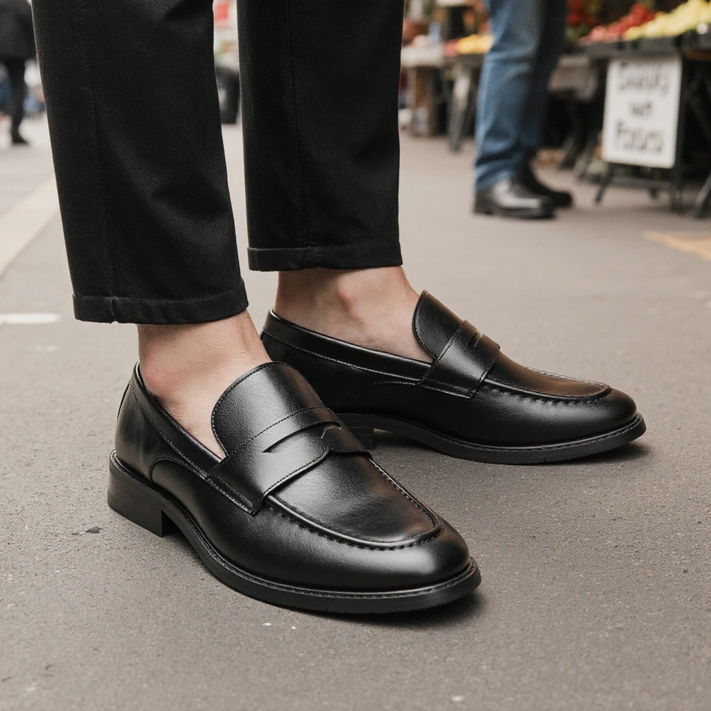 남성용 블랙 페니 로퍼 클래식 비즈니스 드레스 슈즈 슬 - Men Shoes For Office Work 리뷰 및 가격