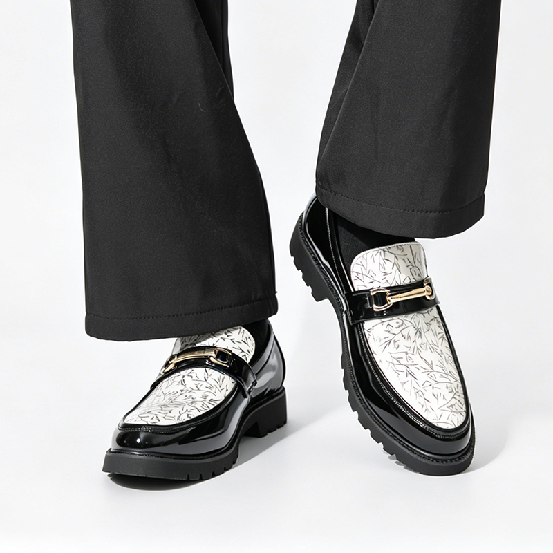 남성 투톤 대나무 프린트 에나멜 가죽 로퍼 메탈 호스빗 - Men Shoes Boss 리뷰 및 가격