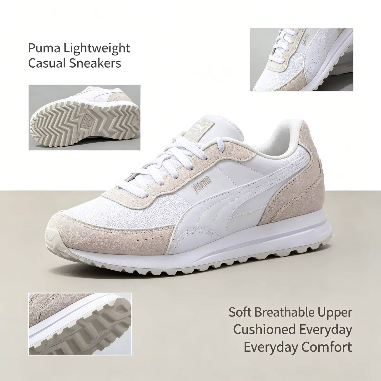 새로운 핫 푸마 화이트 경량 러닝화 메쉬 갑피 스웨이드 - Men'S Shoes Puma Sneakers 리뷰 및 가격