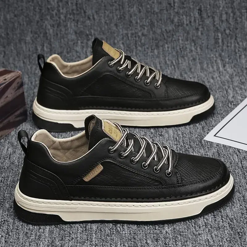 남성용 캐주얼 가죽 신발, 2025 가을 플랫, 블랙  - Men Shoes For Office Work 리뷰 및 가격