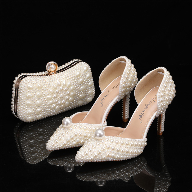 여성용 가방 및 신발 세트 진주 웨딩 슈즈 여성용 화이 - Men Shoes For Wedding 리뷰 및 가격