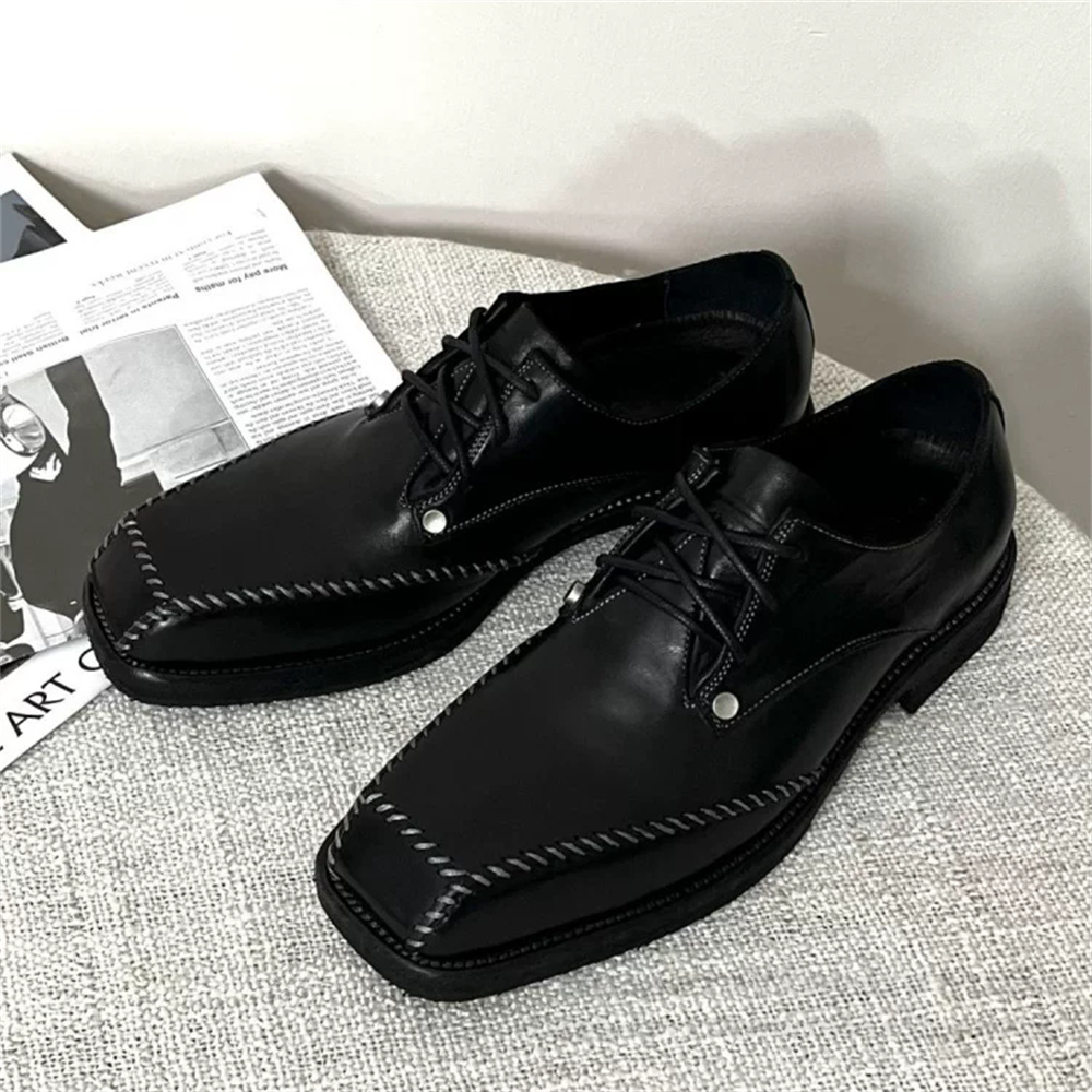 남성용 더비 슈즈 영국 스타일 스퀘어 토 통근용 키높이 - Men Shoes For Wedding 리뷰 및 가격