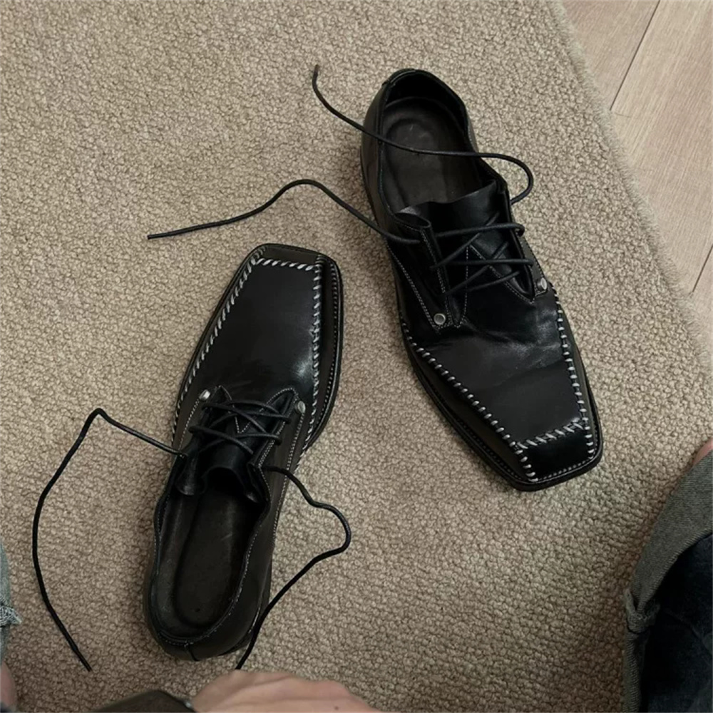 남성용 더비 슈즈 영국 스타일 스퀘어 토 통근용 키높이 - Men Shoes For Wedding 리뷰 및 가격
