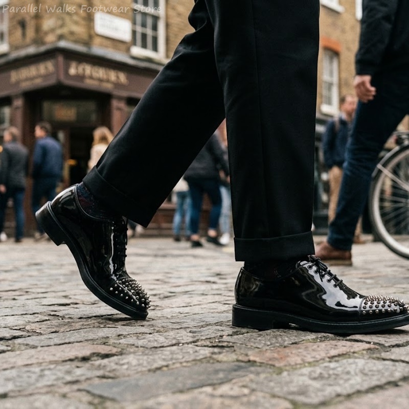 페이턴트 레더 메탈릭 스터드 레이스업 비즈니스 웨딩 오 - Men Shoes For Wedding 리뷰 및 가격