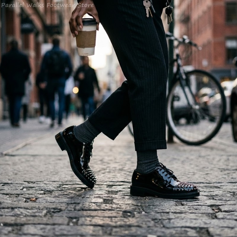 페이턴트 레더 메탈릭 스터드 레이스업 비즈니스 웨딩 오 - Men Shoes For Wedding 리뷰 및 가격