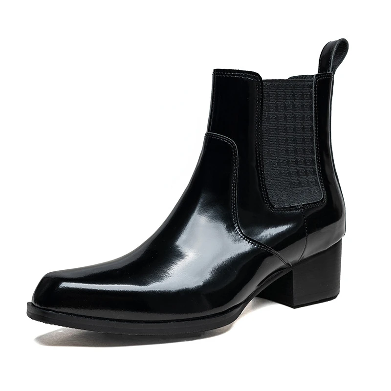 럭셔리 페이턴트 가죽 남성 앵클 부츠 힐 포함 천연 가 - Men Shoes For Wedding 리뷰 및 가격