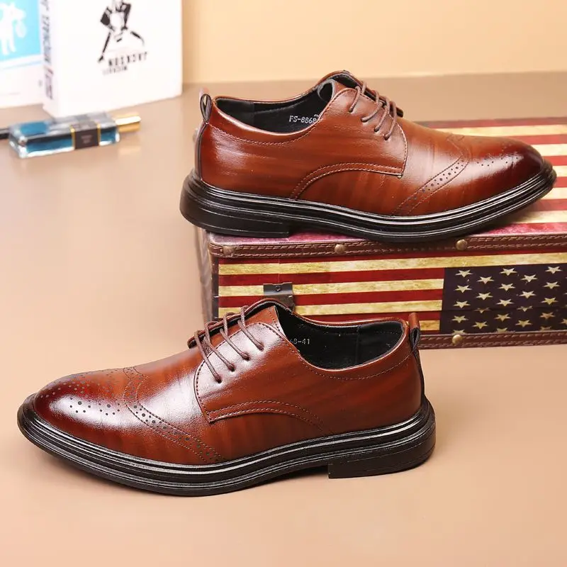 솔리드 컬러 블랙 봄 가을 남성 정장 구두 레이스업 비 - Men Shoes Clearance 리뷰 및 가격