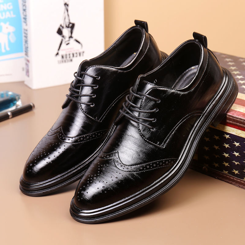 솔리드 컬러 블랙 봄 가을 남성 정장 구두 레이스업 비 - Men Shoes Clearance 리뷰 및 가격