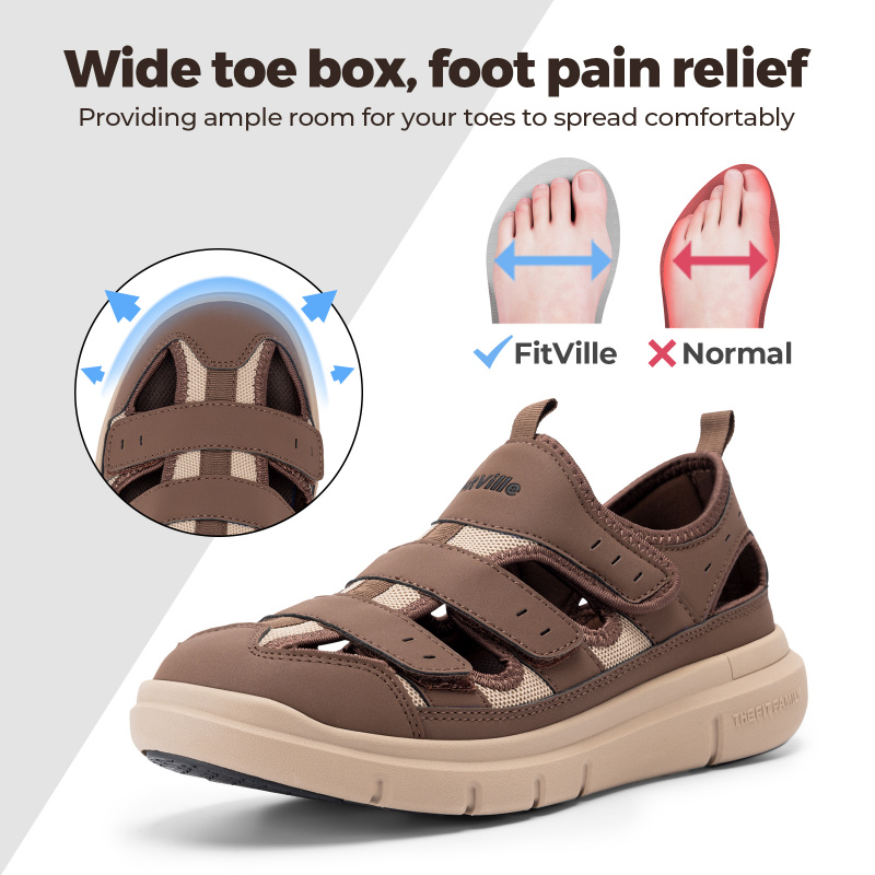여름 남성 샌들 확대 당뇨병 신발 남성 캐주얼 신발 발 - Men'S Shoes Plantar Fasciitis 리뷰 및 가격
