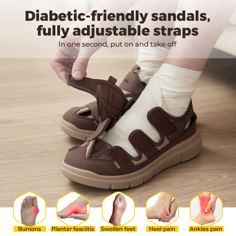 여름 남성 샌들 확대 당뇨병 신발 남성 캐주얼 신발 발 - Men'S Shoes Plantar Fasciitis 리뷰 및 가격