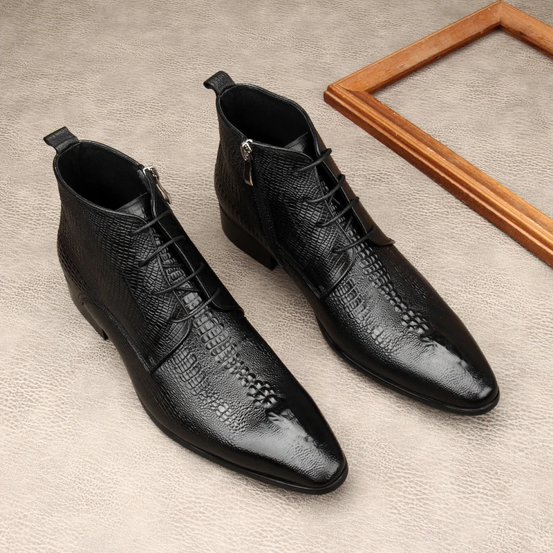 럭셔리 남성용 천연 가죽 부츠 악어 무늬 수제 고품질  - Men Shoes For Wedding 리뷰 및 가격