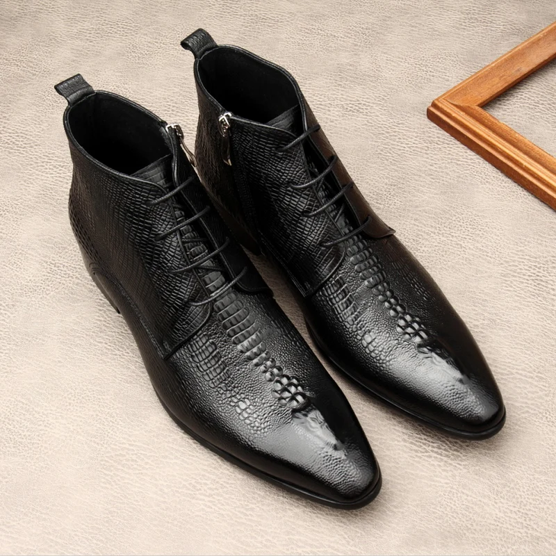 럭셔리 남성용 천연 가죽 부츠 악어 무늬 수제 고품질  - Men Shoes For Wedding 리뷰 및 가격